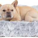FCheng Plush Square Dog Mat, Cat Mat, Easy Wash, Non-Slip, Super Soft Deep Sleep Pet Bed, Suitable for Large, Medium and Small Dogs. (Gray, Large)