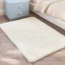 Fluffy Cream Rug Small 2x3 Area Rugs for Bedroom Living Room, Non-Slip Ultra Soft Area Rugs for Pet, Kids Room, Girls Room, Dorm, Study, Office, Entryway, Playroom, Easy Clean, Modern Carpet