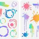 2pc Ink Splatter Wall Stencil for Painting, 11.8"x11.8" Brush Strokes Reusable Stencil for Wood Burning, Splatter Brushwork Paint Template DIY Craft Art Stencil on Wood Fabric Canvas Journal