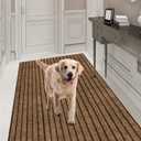 Runner Rug 2FT x 8FT, AYOHA 2'-82' Utility Carpet Runner for Entryway Hallway Aisles Balcony Garages, Area Rugs with Non-Slip Rubber Backing, Brown Strip 
