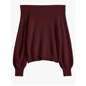 ZAFUL Women Off Shoulder Sweater Long Sleeve Knit Sweater Loose Pullover Jumper Tops, Size L