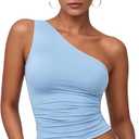 Avidlove Womens One Shoulder Top Summer Going Out Crop Tank Tops Y2K Tops Fashion Cami Outfit Cute Tops (Blue, M)