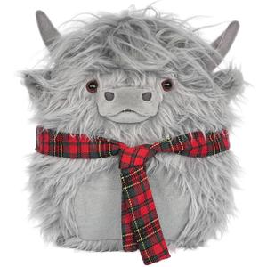Highland Cow Stuffed Animal, 12 Inch Highland Cow Pillow Soft Fluffy, Cow Pillow for Birthdays Party Farm Home Decor (Grey)