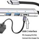 2 x USB C Hub 3.0 4-Port, USB Multiple Hub Data Splitter Extender with USB-C Power/Data Port, for MacBook Pro/Air, foriPhone15/Pro/Plus/Max, foriPad ProLaptop, PC, PS4/5, Keyborad, Mouse