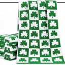 Frienda 4 Pcs St Patrick's Day Hand Towels for Bathroom 13 x 29'' Soft 100% Cotton Green Shamrocks Decorative Towel Absorbent St. Patrick's Day Bathroom Decor for Drying Cleaning Cooking Gift
