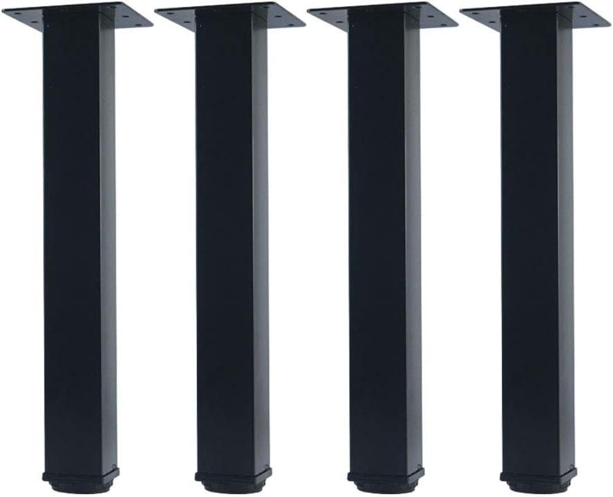 QLLY 14 inch Adjustable Metal Furniture Legs, Square Office Table Desk Leg, Table Leg, Set of 4 (Black)