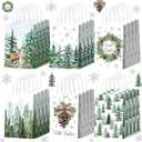 Kolldenn 24 Pcs Christmas Party Favors Bags Christmas Gift Goodie Paper Bags with Handles Reindeer Green Xmas Tree Pine Cones Candy Treat Pouch for Xmas Party Decorations Supplies