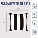 Outdoor Throw Pillows 16x16 Inch, Water Repellent Patio Pillows with Inners Set of 2 for Patio Furniture Home Garden, Cabana Black