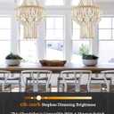 ELYONA 3-Light Large Birch Wood Beaded Chandelier, 16 Inch Boho Farmhouse Pendant Light Feature, Rustic Hanging Light, Country Chandelier for Bedroom, Kitchen, Dining Room, Living Room, Entryway