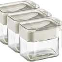 Condiment Jar Spice Container, Sugar and salt container setGlass Seasoning Box with Spoon Dustproof Lid and Handle,for Kitchen, Counter,Food Storage,10oz Set of 3(grey)