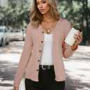 Womens Knit Cardigan Sweaters Long Sleeve Open Front Button Down Lightweight Casual Fall Fashion Jacket Tops OneSize (Gray)