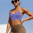 RUNNING GIRL Y-Back Sports Bras for Women, Medium Impact Wirefree Padded Bra Workout Crop Top Longline Sports Bra Push up (Purple, L)