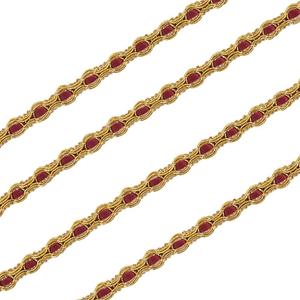 CABODYALS 20 Yards 3/8 Inch Gold Red Gimp Braid Trim Polyester Woven Braid Fabric Trimming Metallic Glitter Upholstery Lace Ribbon Bulk for Sewing Making Craft Costume Curtain Slipcover Decoration DIY