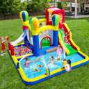 Baralir Inflatable Bounce House with Water Slide Backyard Inflatable Water Park with 4 Sprinklers, 2 Splash Pools, Fits 5 Kids, Perfect for Summer Fun & Cooling Down