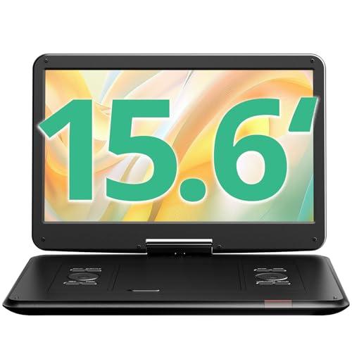 YOTON 17.5" Portable DVD Player with 15.6" HD Swivel Screen for Car and Kids, 4-6 Hours Working Time with Built-in Battery, Dual Stereo Speakers, USB/SD/AV/Audio/Gamepad Support [Not Support Blu-Ray]