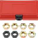 QWORK Axle Spindle Rethreading Tool Set, 8 Die Sizes, Compatible with 1-1/4" Socket/Wrench, for Vehicle Axle Thread Repair & Maintenance, Durable Storage Case