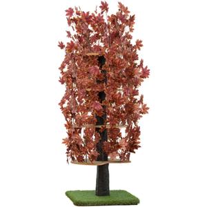On2 Pets Cat Tree with Leaves Made in USA, XL Cat House & Cat Activity Tree Bundle with Deep Plum Leaves, Multi-Level Cat Condo for Indoor Cats (Deep Plum, XL Square) (Extra Large)