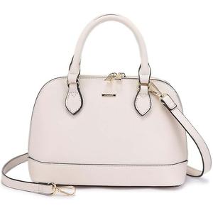 Purse for Women Small Crossbody Bags Classic Double Zip Top Handle Dome Satchel Bag (White)