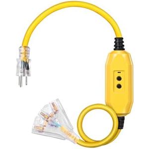 Amazon.com: DEWENWILS 3 FT Automatic GFCI Extension Cord Outdoor, 12/3 Gauge Extension Cord for Multiple Appliances, Heavy Duty Power Cable with LED Lighted 3 Prong Plug, Yellow, UL Listed : Tools & Home Improvement