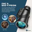 80X100 Monocular Telescope High Power with Smartphone Holder & Tripod, High Definition Larger Vision Monocular for Adults for Bird Watching Hiking Camping