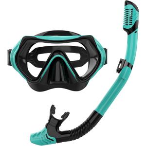 Snorkeling Gear for Adults, JRing Snorkel Mask Set with 180 Degree Tempered Glass Anti Fog Goggles Scuba Dry Top Snorkel for Swimming, Scuba Diving Mask for Men Women