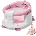 Baby Bath Seat for Babies 5 Months & Up - Non-Slip Bath Seat for Sitting Up, Soft Cushion & Compact Design, Toddler Bathtub Seat (Pink)