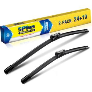 24"+19" Windshield Wiper Blades Replacement For VW Volkswagen Passat 2010-2006- 2010 Jetta 2007 Eos 2016-2006 Golf 5 Golf 6, Automotive Replacement Windshield Wiper Blades For My Car-Top Lock 19mm