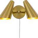 Ahaloye Gold 2-Light Plug in Wall Sconce, Modern Vanity Light Wall Lamp with Rotatable Lampshade Picture Light for Bedroom Living Room Bathroom Foyer