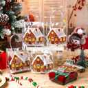 2 x Colingmill 24 Pcs Christmas Gingerbread PVC Gift Bags Bulk with Handles Treat Candy Goodies Clear Bags 6.3 x 5.9 x 2.8 Inch for Xmas Decoration Holiday Gingerbread Party Favors Supplies (Brown)
