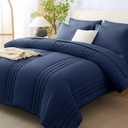 CozyLux King Size Comforter Sets - 7 Piece Bed in a Bag Navy Blue Comforter Set with Sheets Bed Set All Seasons, Soft Bedding Set with Down Alternative Comforter, Sheets, Pillowcases & Shams