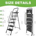 5 Step Ladder, Folding Step Stool with Handle,Tool Platform and Anti-Slip Pedal, Steel Ladder,Lightweight, Perfect for Home and Kitchen, Black