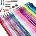 Hair Tinsel Kit (48 Inch, 24 Colors, 6000 strands), Tinsel Hair Extensions with Tools, Heat Resistant Glitter Hair Tinsel Kit for Women Hair Accessories
