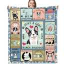 French Bulldog Gifts for Girls Throw Blanket, Soft Cozy Fuzzy Flannel Blanket with Cute Frenchie Dog Print and Paw Design, Gift for Girls Teens Kids Dog Lovers Friends (50" x 60")