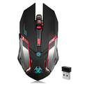 VEGCOO Wireless Gaming Mouse, C8 Silent Click Wireless Rechargeable Mouse with Colorful LED Lights and 3 Level DPI 400mah Lithium Battery for Laptop and Computer (Black)