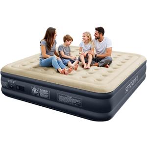 SENNOUL King Size Air Mattress with Built in Pump - Upgraded Blow Up Bed, 2 Mins Quick Self Inflatable/Deflation, 18"/750lbs Max, Strong Support,No Leakage,No Odor,for Home,Guests,Camping,Travel