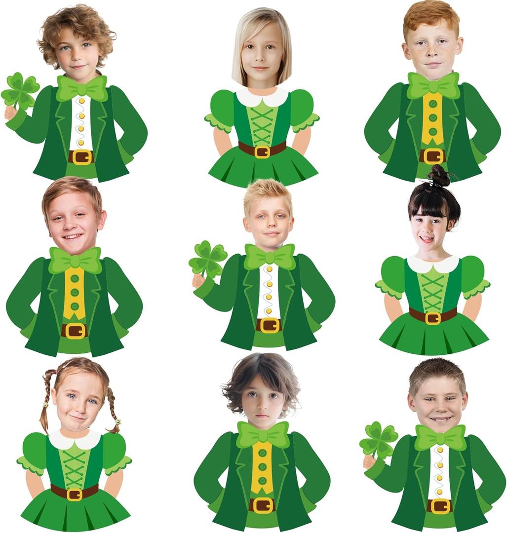 2 x St Patricks Day Classroom Bulletin Boards Decorations St. Patrick's Day DIY Cutouts March Leprechaun Suit and Dress Paper Cutting Green Irish