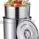 40-Quart Stainless Steel Seafood Boil Pot with Lid,Crab, Lobster, Shrimp Boil Stock Pot with Strainer, Turkey Fryer Pot, Stock Pot Boiler Deep,Fried Cooker for Commercial Outdoors (Silver)