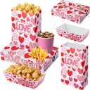 Crtiin 72 Pcs Valentine's Day Party Supplies Movie Night Paper Snack Trays Heart and Love 24 Snack Boxes, 24 Food Trays, 24 Popcorn Bags for Home Valentine's Day Night Birthday Party Theater(Elegant)