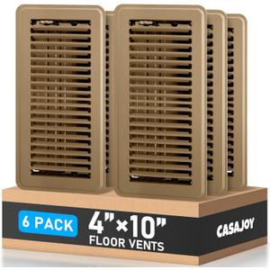 6 Pack Floor Vents Floor Registers 4x10 inch, Heavy Duty Floor Air Vent Covers for Home Floor Sidewall, Rust Proof Finish Registers Grilles & Vents(Brown)