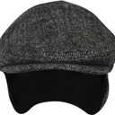 100% Wool Herringbone Winter Ivy Cabbie Hat w/Fleece Earflaps – Driving Hat