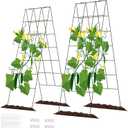 DOEWORKS Cucumber Trellis, 56" High Foldable A Frame Garden Trellis, 2 Pack, Plant Support for Climbing Cucumber, Beans, Tomatoes, Flowers, Green