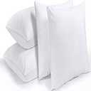 Niagara 4 Pack Pillow Protectors King 20x36 Inches Lab Certified Ultra Fresh Treated 100% Cotton Non Crinkle Quiet Breathable Zipper Covers Cases White