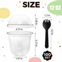 Nicunom 100 Pack 12 oz Clear Dessert Cups with No Hole Dome Lids & Sporks, Plastic Parfait Cups, No Leaking Disposable Party Cup for Ice Cream Fruit Cake Snack Yogurt Cold Drink