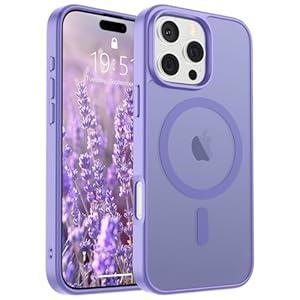 SUPFINE Magnetic for iPhone 16 Pro Max Case (Compatible with MagSafe) (Military Grade Drop Protection) Slim Translucent Matte Shockproof with Anti-Fingerprint Phone Case, Purple