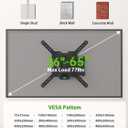 USX MOUNT UL Listed Full Motion TV Mount, Swivel Articulating Tilt TV Wall Mount for 26-65 Inch LED, 4K, Wall Mount Bracket with VESA 400x400mm Up to 77lbs, Perfect Center Design -XMM006-1