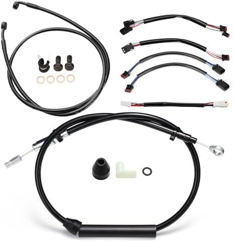 MoKitDora Softail 14” Handlebar Extended Clutch Throttle Cables Brake Line CAN-Bus Wiring for 2018-UP Harley Heritage Sport Glide Breakout Deluxe Fat Bob Boy Models Without ABS, Black