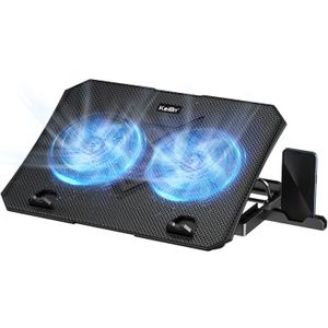 KeiBn Laptop Cooling Pad, Gaming Laptop Cooler 2 Fans for 10-15.6 Inch Laptops, 5 Height Stands, 2 USB Ports (S039) (Blue)