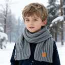 Kids Scarf Winter Neck Warmer Toddler Neck Scarf Girls Thick Scarves Boys Warm Neck Warp 2-12 Years (One Size fits Most: 2-12 Years, 2 Pack - Black + Grey)