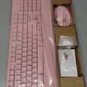 MEETION Wireless Keyboard and Mouse, Full-Sized Cordless Keyboard with Wrist Rest, 3 DPI Adjustable Mouse, Keyboard and Mouse Set with 2.4GHz USB Receiver, for PC/Computer/Laptop/Windows/Mac, Pink
