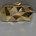 Women Lattice Pattern Metal Evening Clutch Bag,Geometric Evening Clutch Purse Handbag With Chain Strap (Small, Gold)